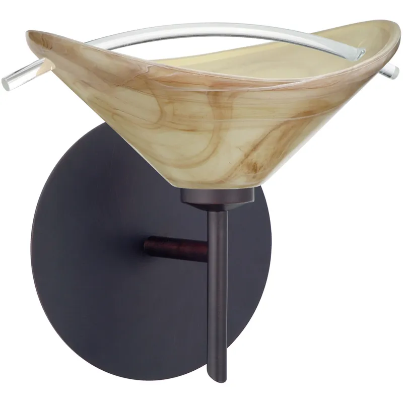 Hoppi 1 Light 8 inch Bronze Mini Sconce Wall Light in Halogen, Mocha/Clear Glass