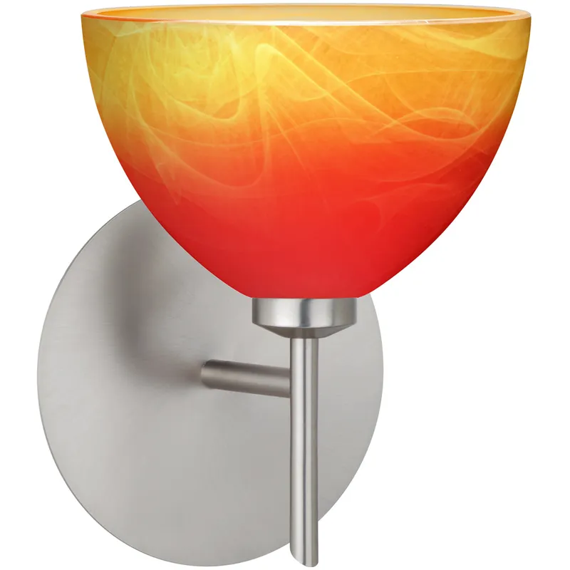 Brella LED 6 inch Satin Nickel Mini Sconce Wall Light in Solare Glass