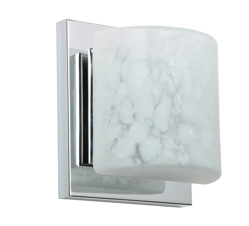 Paolo LED 5 inch Chrome ADA Mini Sconce Wall Light in Carrera Glass