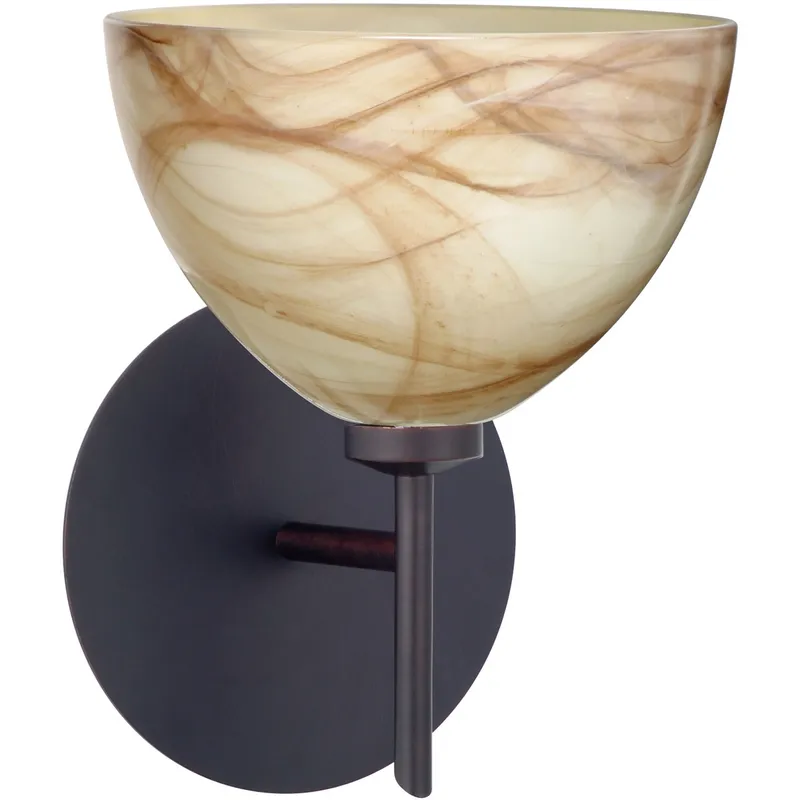 Brella 1 Light 6 inch Bronze Mini Sconce Wall Light in Halogen, Mocha Glass
