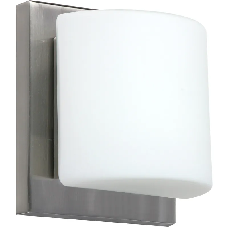 Paolo LED 5 inch Satin Nickel ADA Mini Sconce Wall Light in Opal Matte Glass