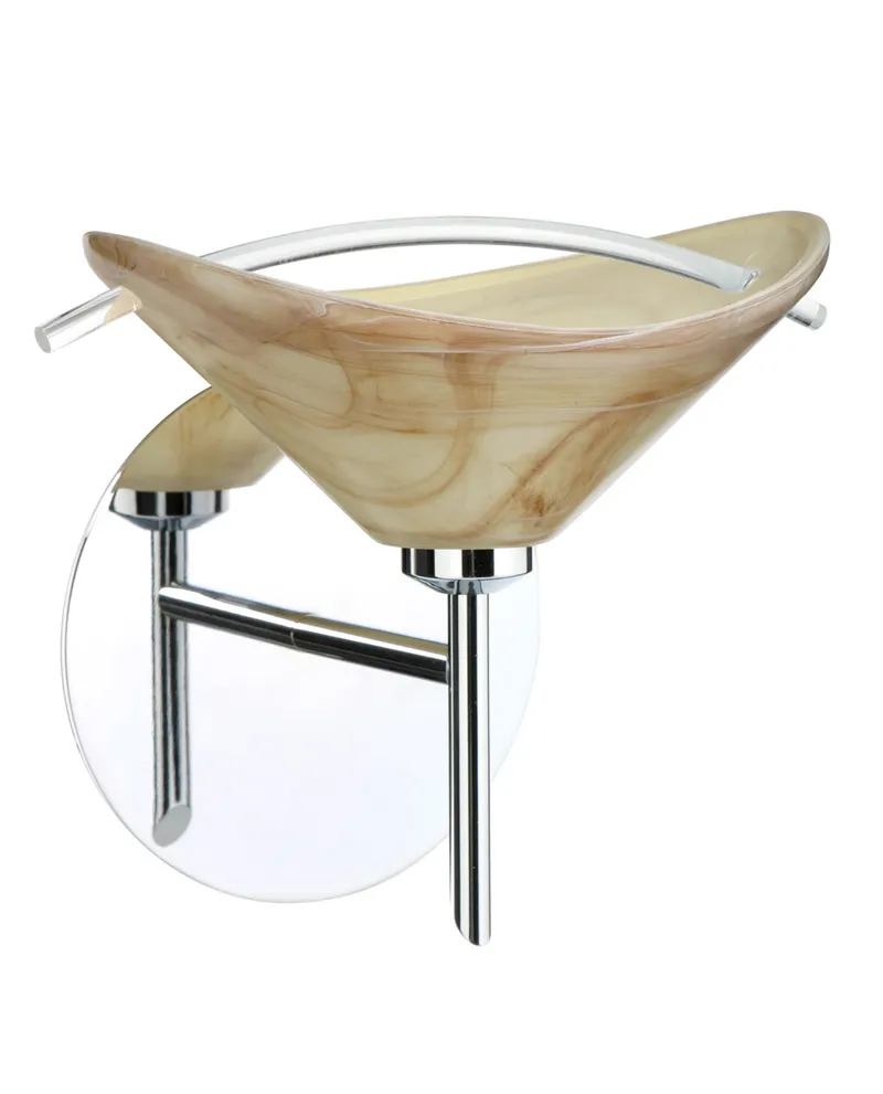 Hoppi 1 Light 8 inch Chrome Mini Sconce Wall Light in Halogen, Mocha/Clear Glass