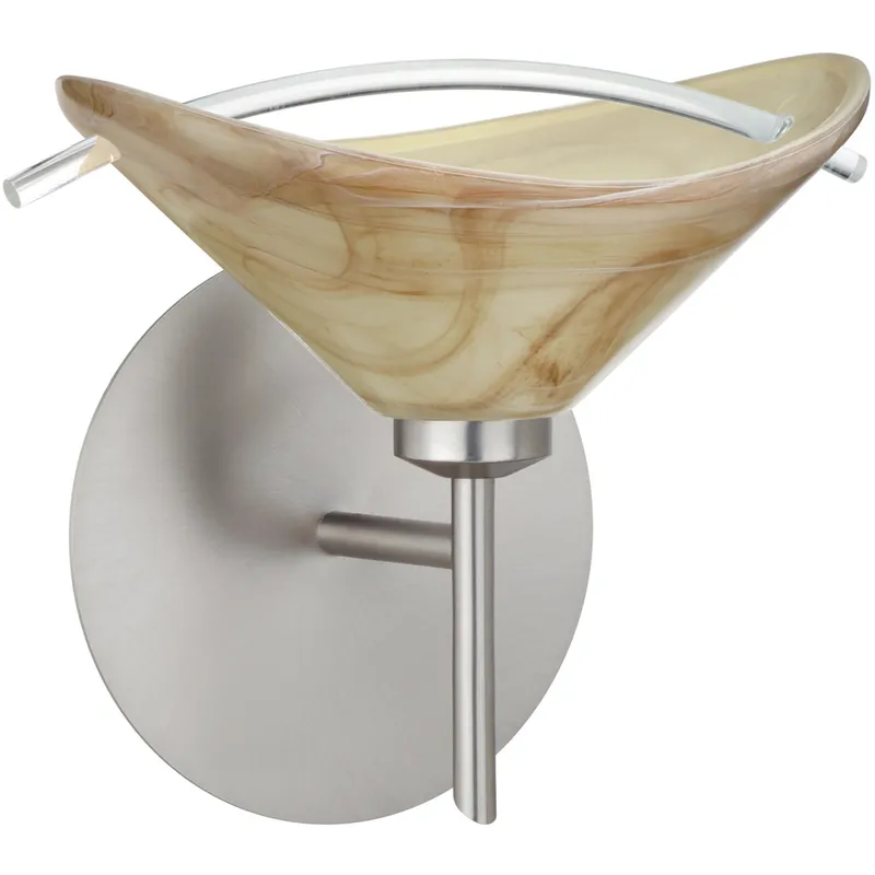 Hoppi LED 8 inch Satin Nickel Mini Sconce Wall Light in Mocha/Clear Glass