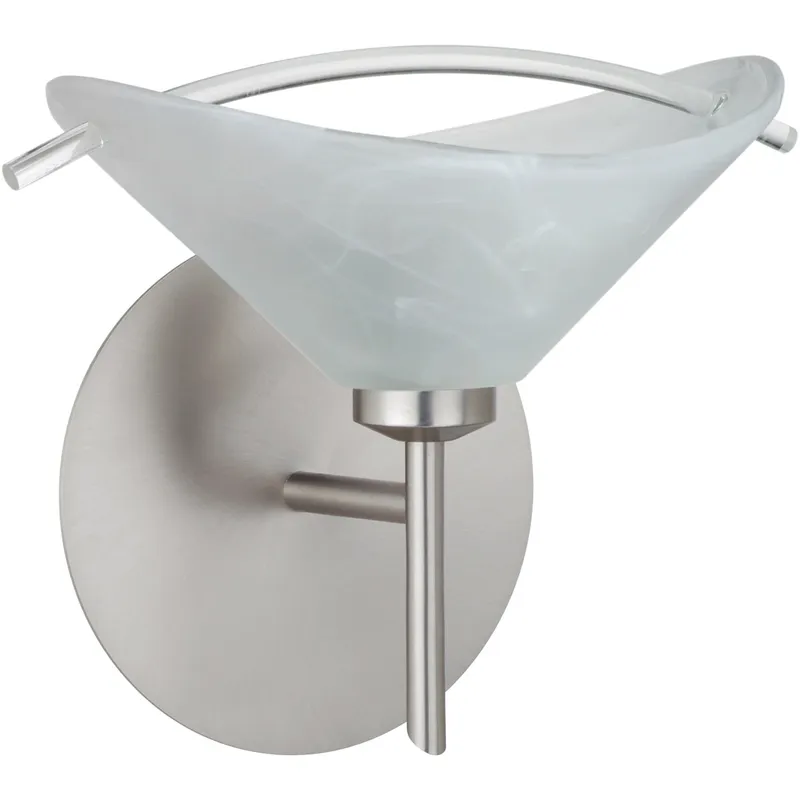 Hoppi LED 8 inch Satin Nickel Mini Sconce Wall Light in Marble/Clear Glass