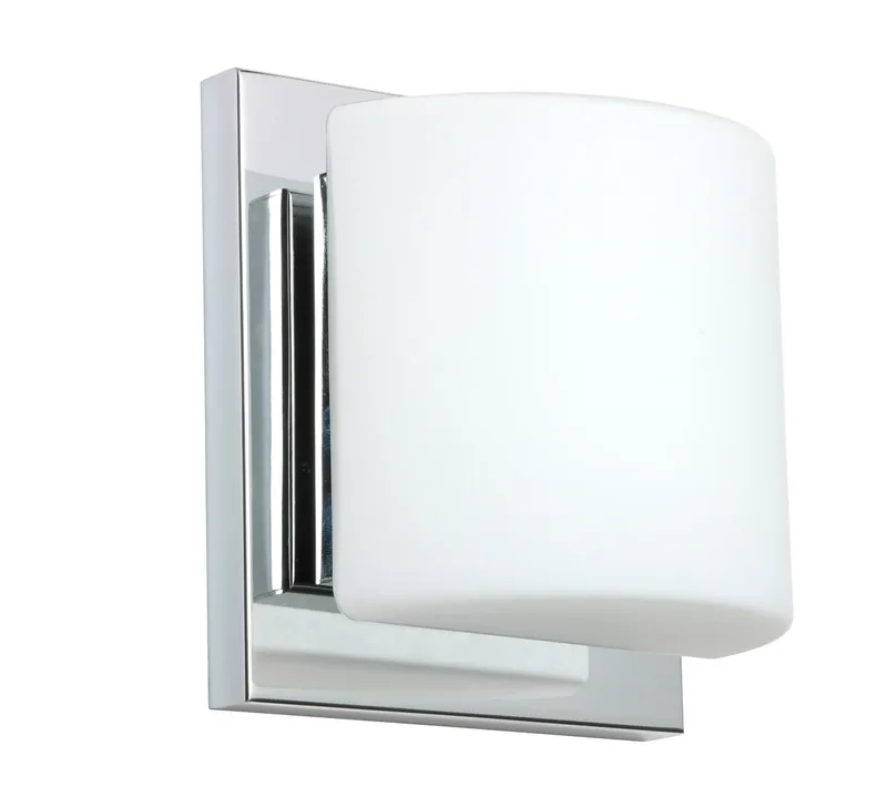 Paolo LED 5 inch Chrome ADA Mini Sconce Wall Light in Opal Matte Glass