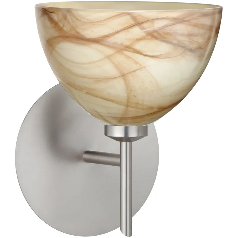Brella 1 Light 6 inch Satin Nickel Mini Sconce Wall Light in Halogen, Mocha Glass