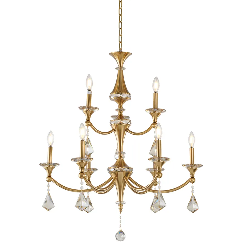 Canada 9 Light 30.5 inch Stain Brass Chandelier Ceiling Light in Satin Brass