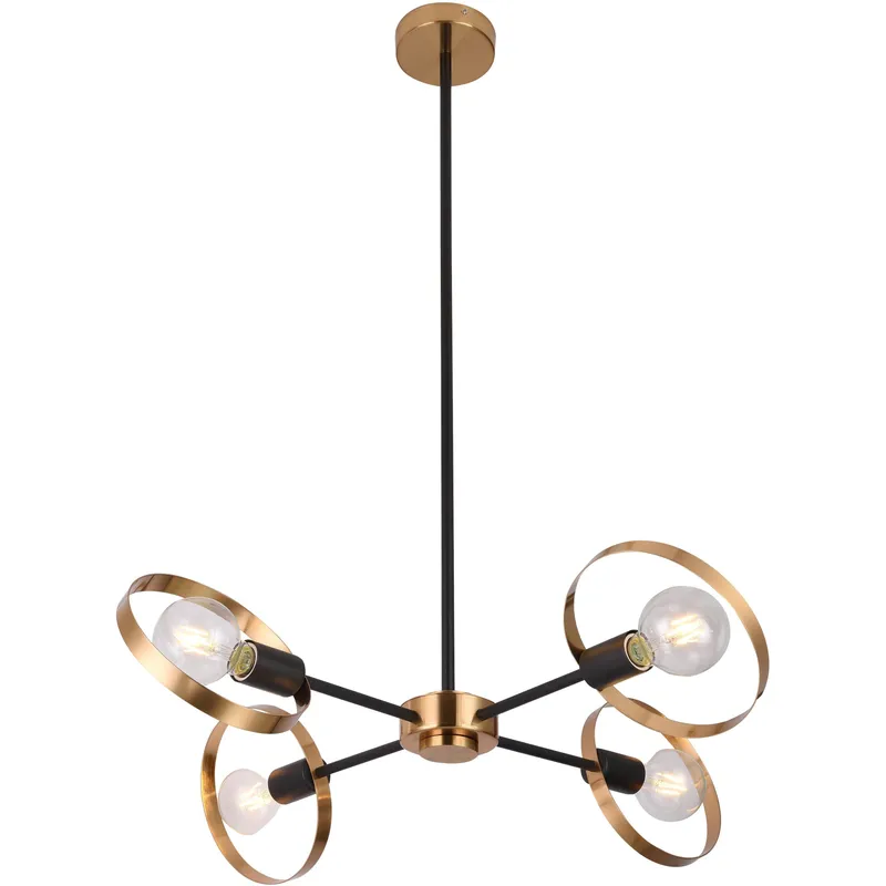 Canada 4 Light 27.5 inch Black and Brushed Brass Chandelier Ceiling Light