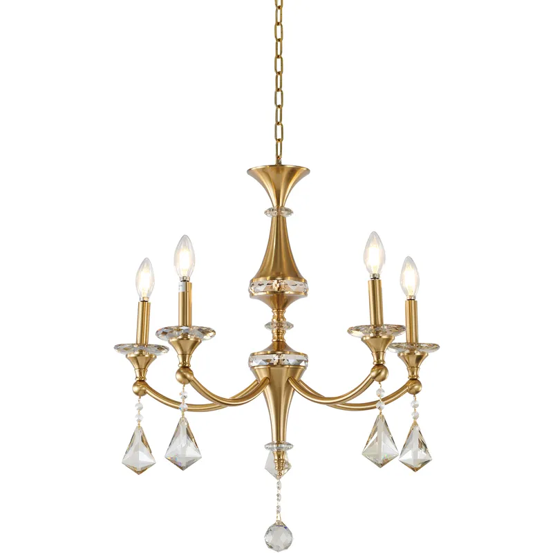 Canada 5 Light 23 inch Stain Brass Chandelier Ceiling Light in Satin Brass