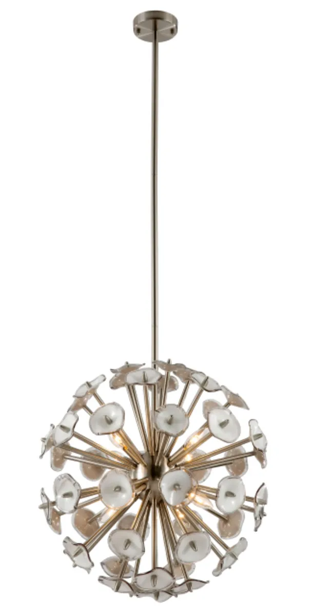 Du Series Pendant Ceiling Light, Satin Nickel Spikes, Satin Nickel Metal