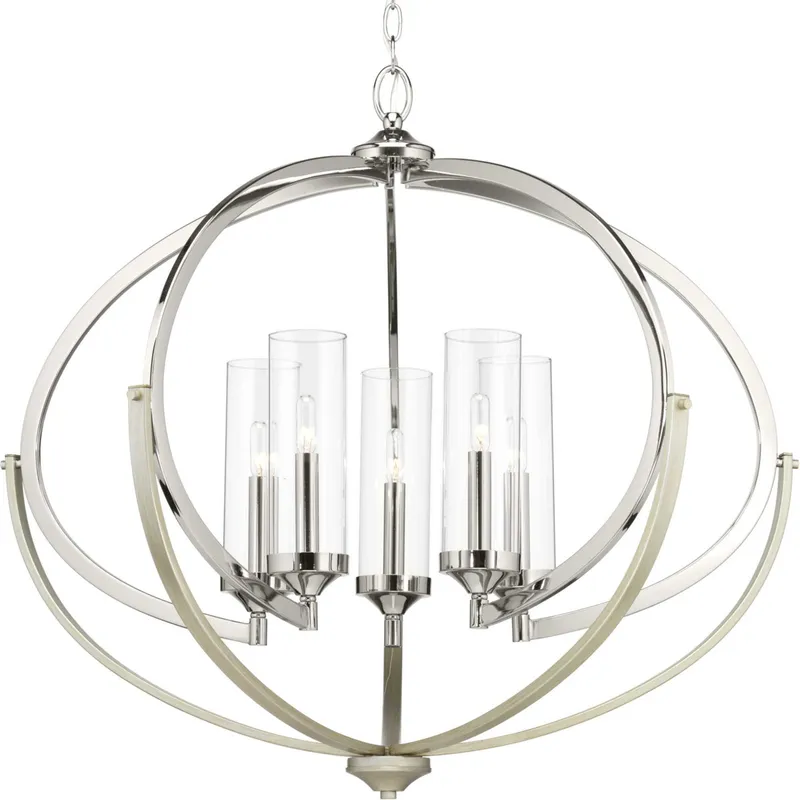 Orna 5 Light 33.75 inch Polished Nickel Chandelier Ceiling Light, Design Series