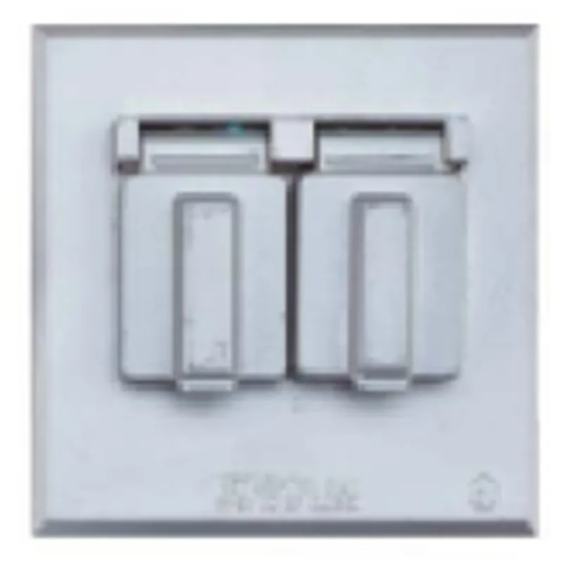 Weatherproof Cover, 2 Gang, Universal Type, Die Cast Metal, Gray