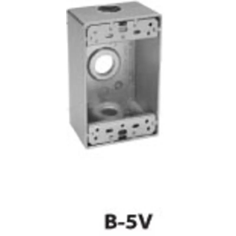 Weatherproof Outlet Box, 1 Gang, (3) 1/2" Outlets, 2" Deep, Die Cast Metal, Gray