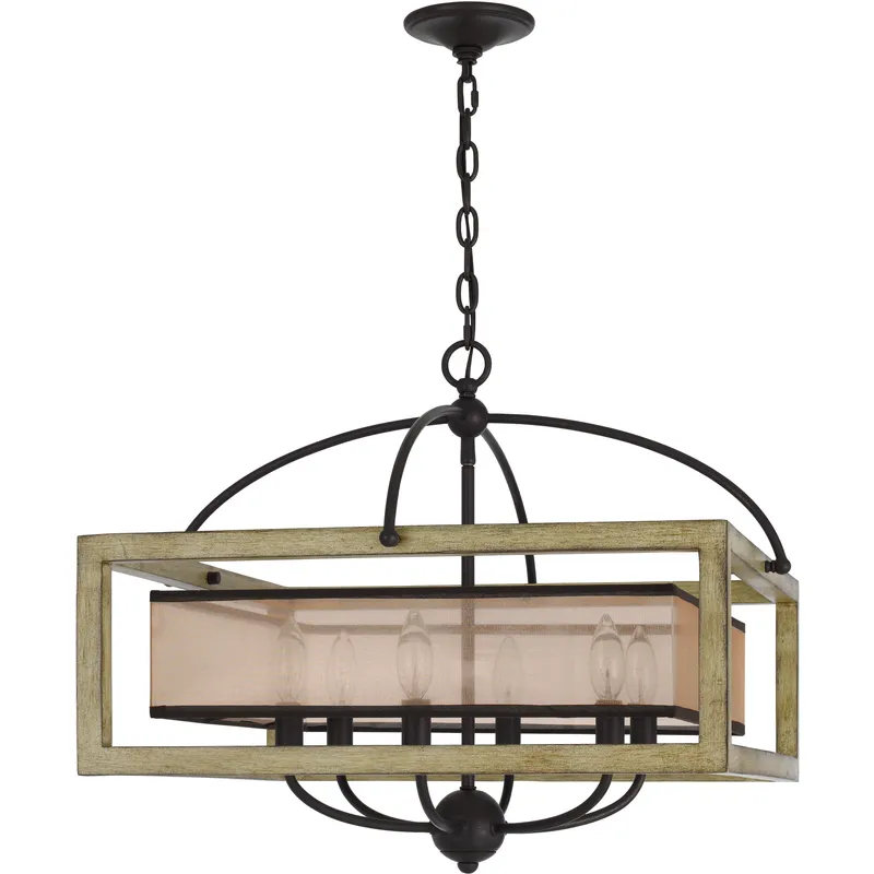 Palencia 6 Light 24 inch Distressed Oak Chandelier Ceiling Light