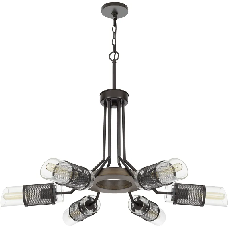 Savona 6 Light 36 inch Wood/Black Chandelier Ceiling Light