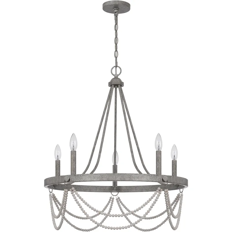 Anniston 5 Light 26 inch Antique Silver Chandelier Ceiling Light