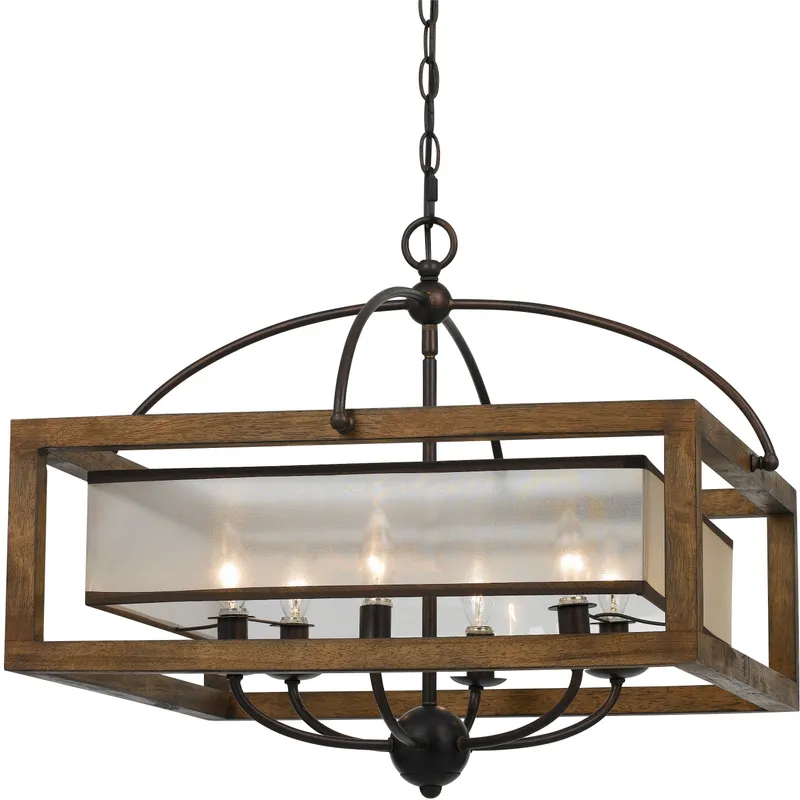 Square 6 Light 24 inch Dark Bronze Chandelier Ceiling Light