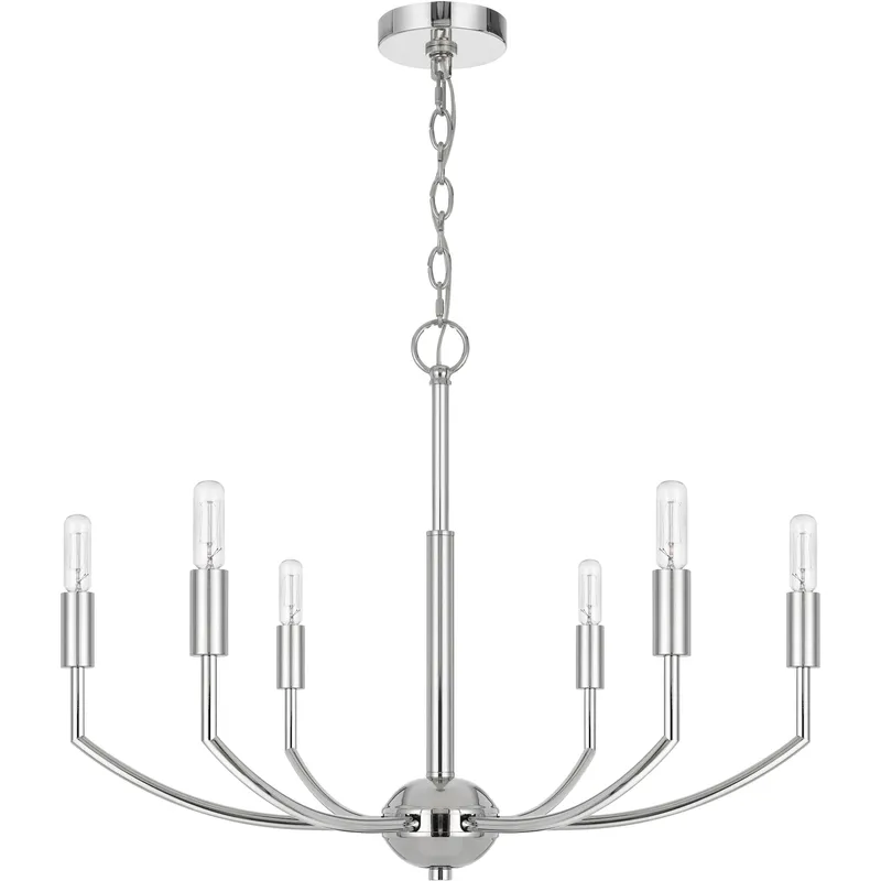 Maxton 6 Light 26 inch Chrome Chandelier Ceiling Light, Candelabra Style