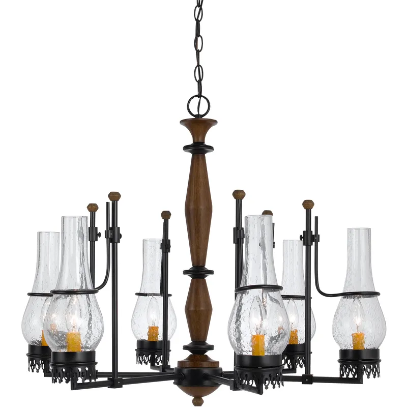 Trenton 6 Light 30 inch Metal and Wood Chandelier Ceiling Light