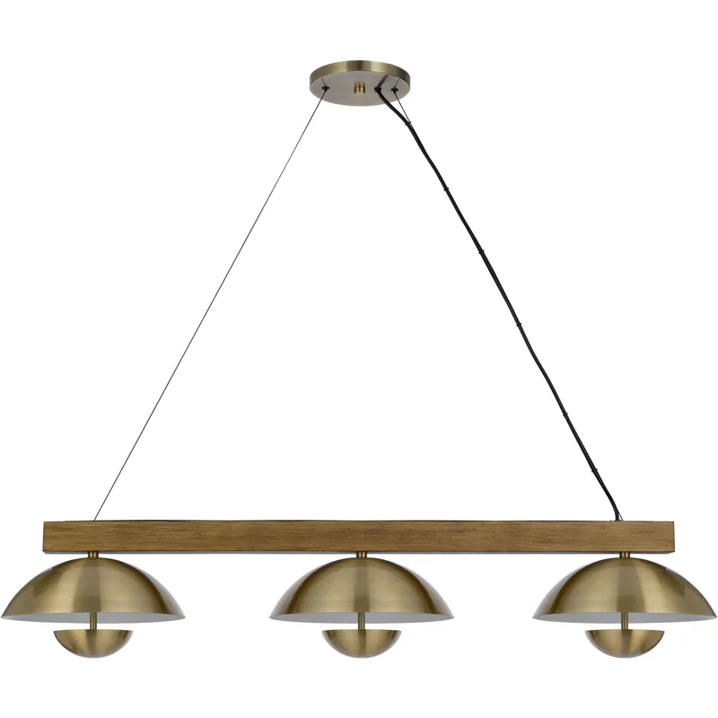 Lakeland LED 47 inch Antique Brass and Wood Island Pendant Ceiling Light