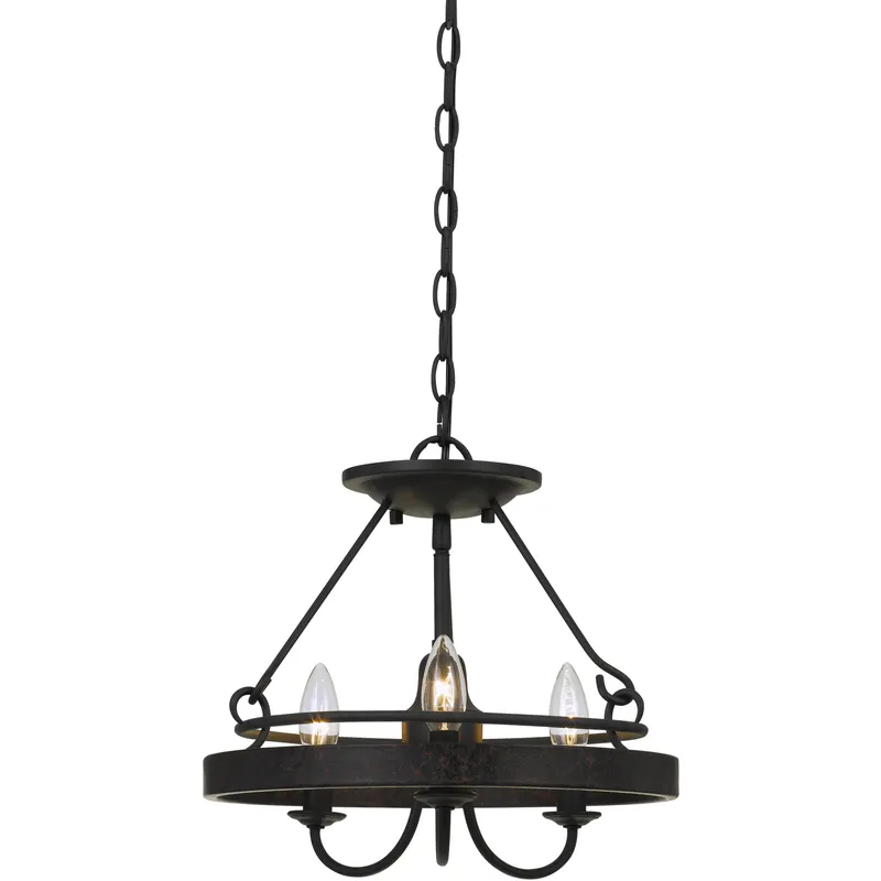 Helena 3 Light 14 inch Texture Gray With Moroccan Bronze Pendant Ceiling Light, Convertible to Semi-Flush