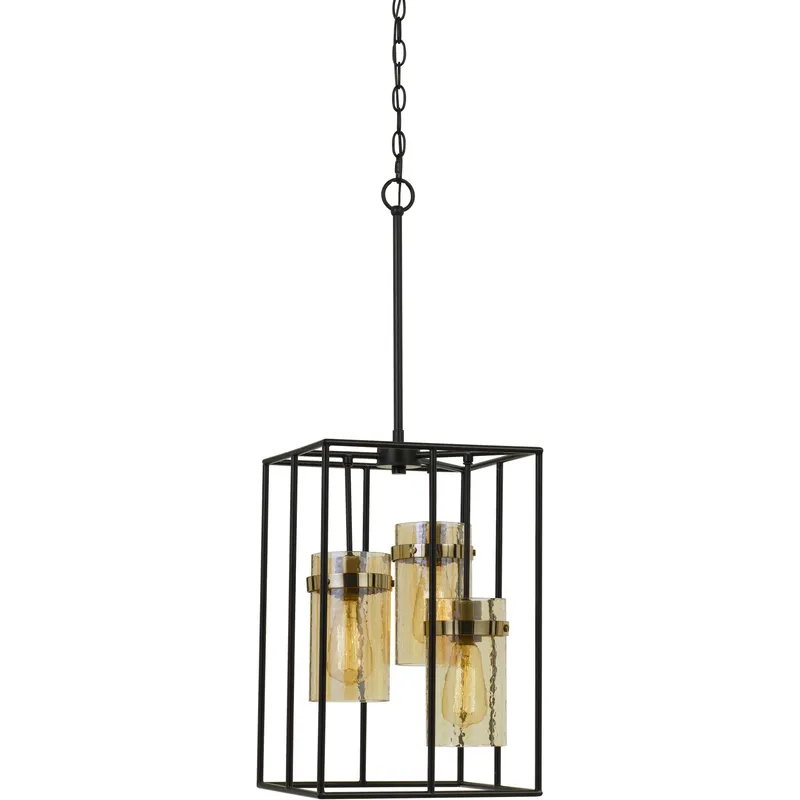 Cremona 3 Light 12.3 inch Black and Antique Brass Pendant Ceiling Light