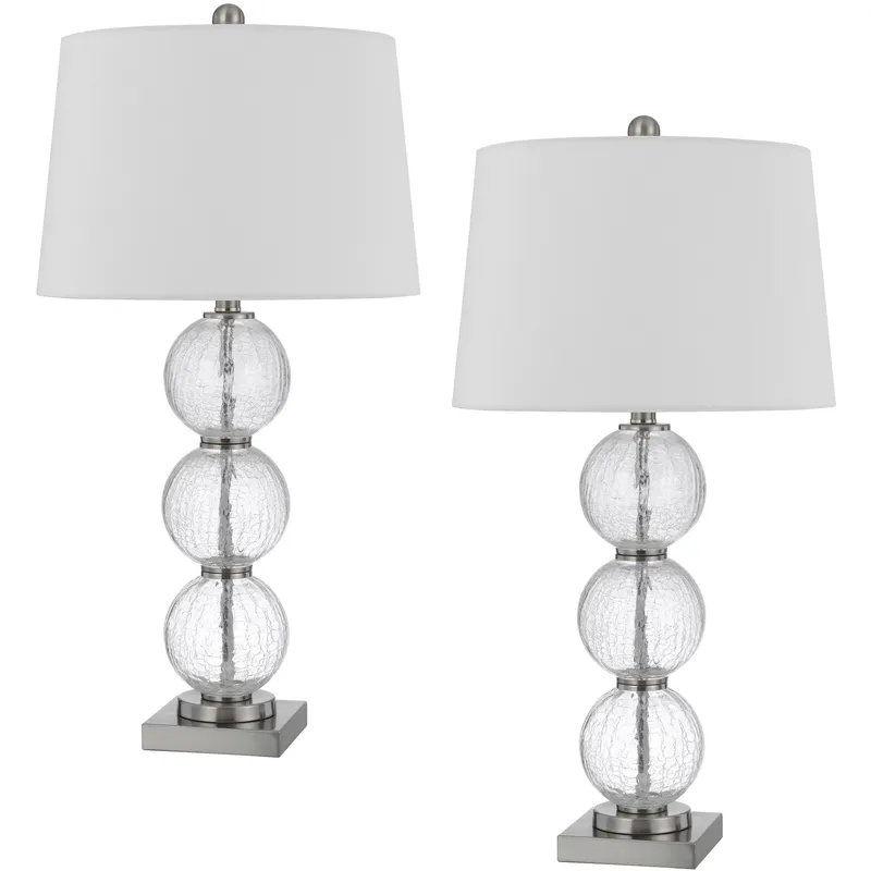 Crosset 29 inch 150.00 watt Clear Crackle Table Lamp Set Portable Light, Pair