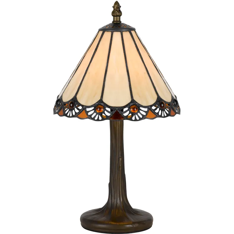 Tiffany 14 inch 40 watt Antique Brass Accent Table Lamp Portable Light