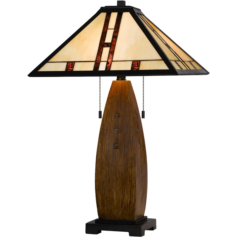 3106 Tiffany 26 inch 60.00 watt Oak Table Lamp Portable Light