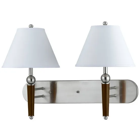Signature 2 Light 14.5 inch Brushed Steel Fixed Arm Wall Lamp Wall Light