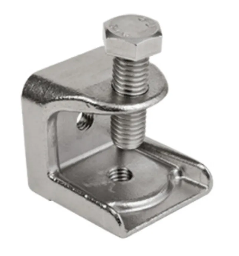 Beam Clamp, 3/8", Rod Size 1/2", Stainless Steel