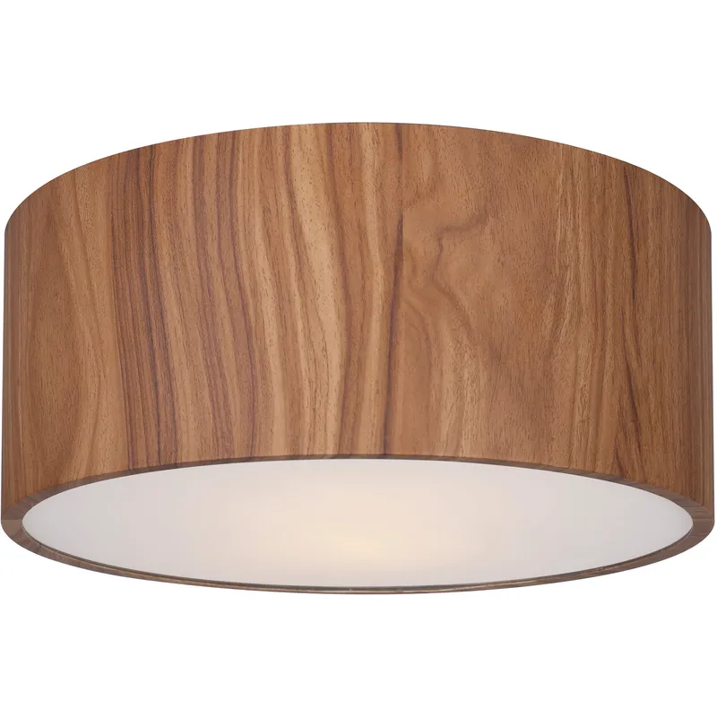 Dexter 2 Light 13 inch Black and Wood Flush Mount Ceiling Light in Faux Wood