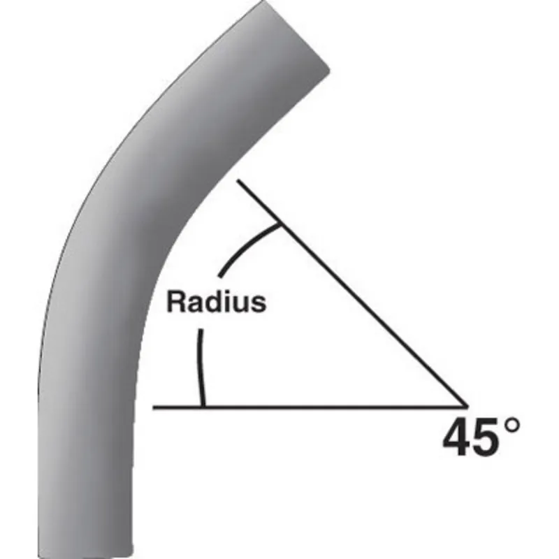 6" PVC 45° Elbow, 36" Radius, Schedule 40, Gray