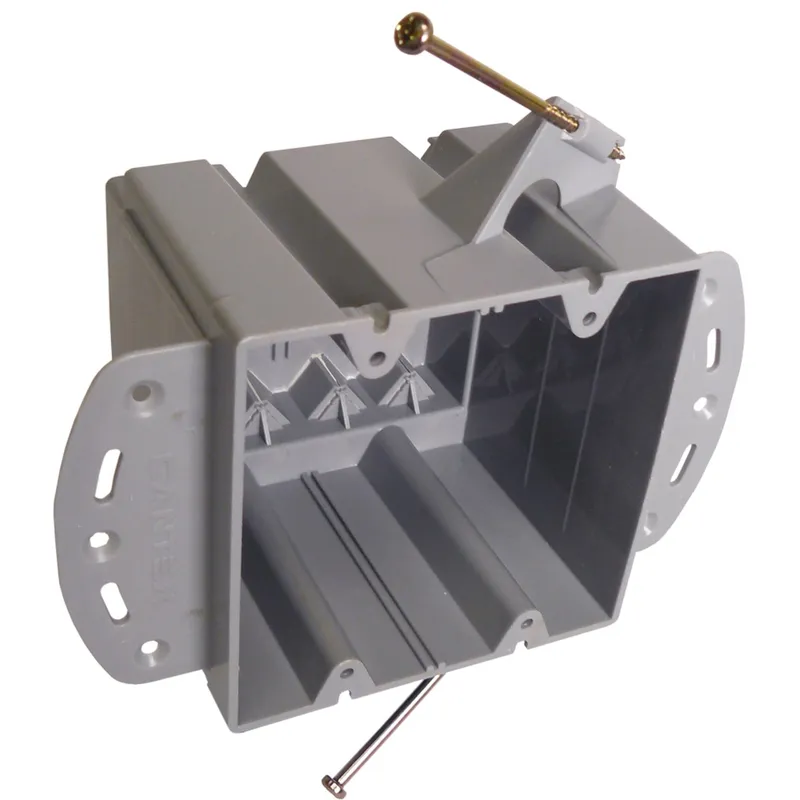 Switch/Outlet Box, 2-Gang, Depth: 3", Nail-On, Non-Metallic