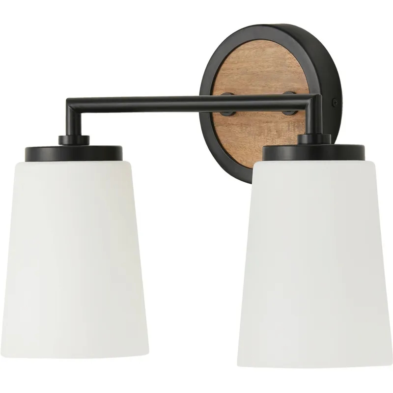 Jonah 2 Light 14 inch Light Wood and Matte Black Vanity Light Wall Light