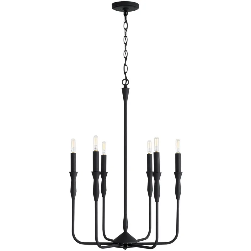 Paloma 6 Light 20 inch Textured Black Chandelier Ceiling Light