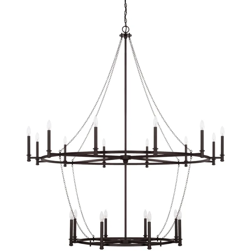 Lancaster 20 Light 60 inch Black Iron Chandelier Ceiling Light