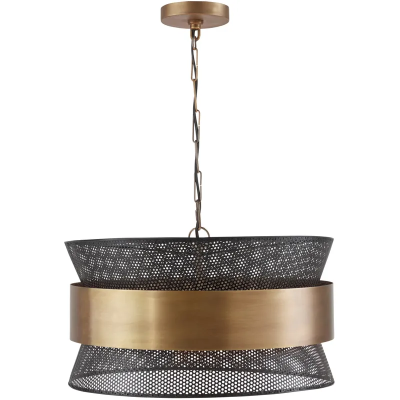 Loren 4 Light 19.75 inch Patinaed Brass and Black Pendant Ceiling Light