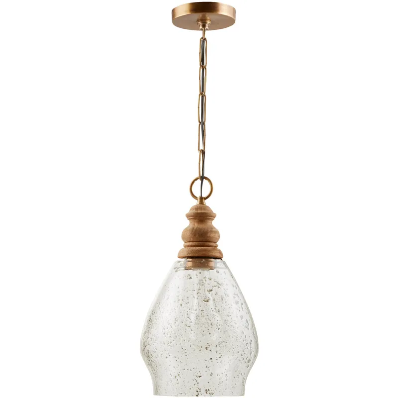 Jaye 1 Light 8.5 inch Light Wood and Patinaed Brass Pendant Ceiling Light