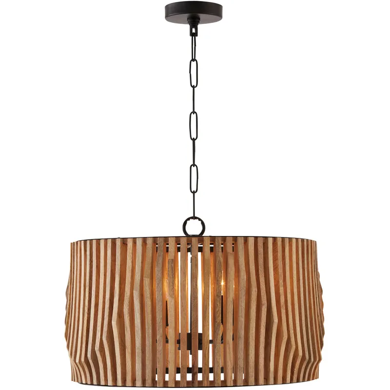 Archer 4 Light 24 inch Light Wood and Matte Black Pendant Ceiling Light