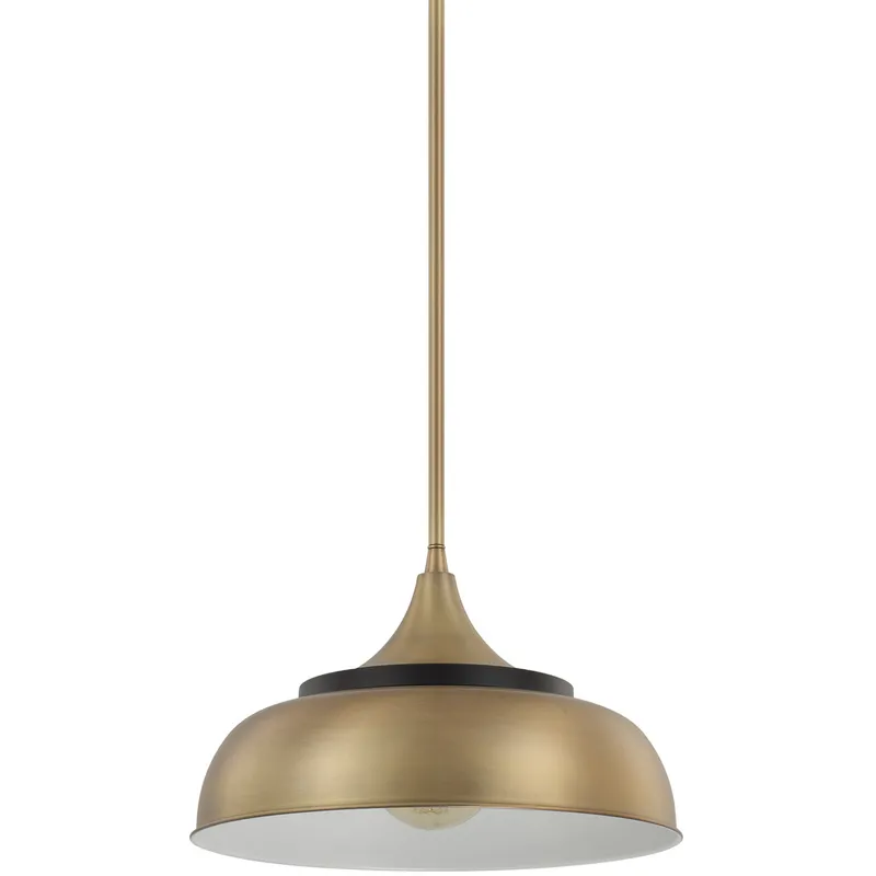 Max 1 Light 14.5 inch Brass and Onyx Pendant Ceiling Light