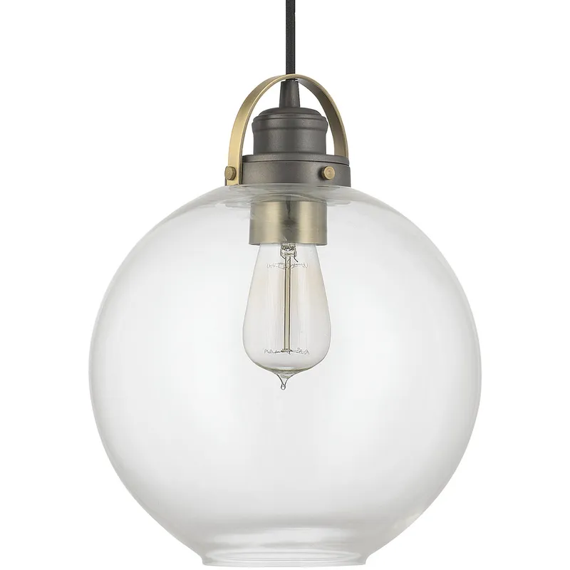 Dean 1 Light 10.25 inch Graphite and Aged Brass Pendant Ceiling Light in Graphite with Aged Brass