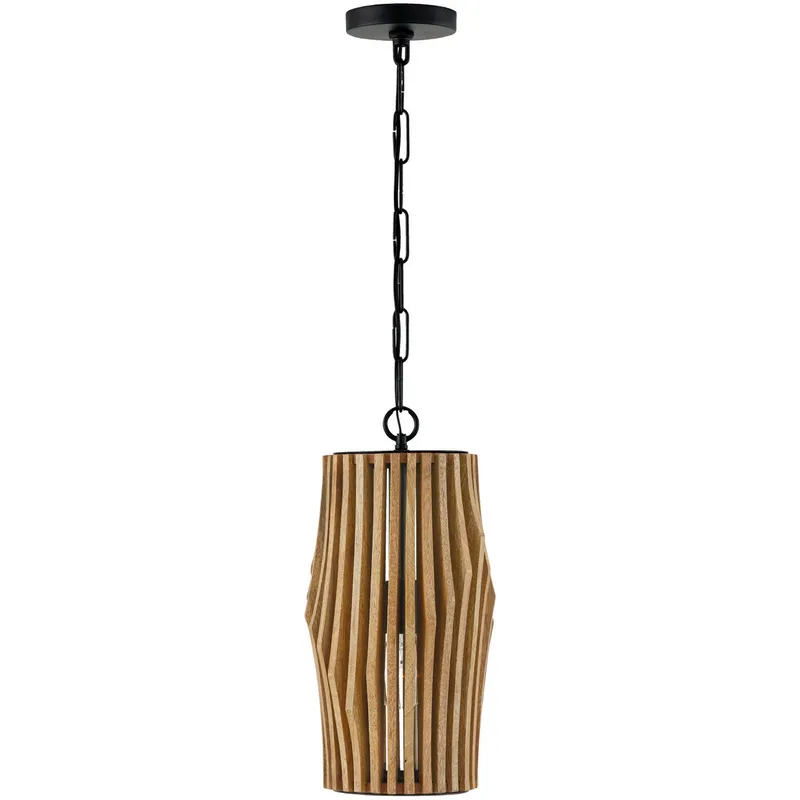 Archer 1 Light 8.75 inch Light Wood and Matte Black Pendant Ceiling Light