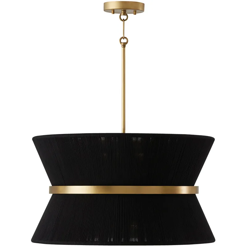 Cecilia 8 Light 24.25 inch Black Rope and Patinaed Brass Pendant Ceiling Light