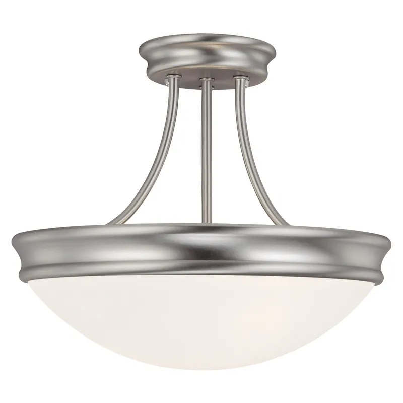 Hansen 3 Light 14 inch Matte Nickel Semi-Flush Mount Ceiling Light