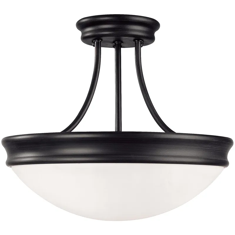 Hansen 3 Light 14 inch Matte Black Semi-Flush Mount Ceiling Light