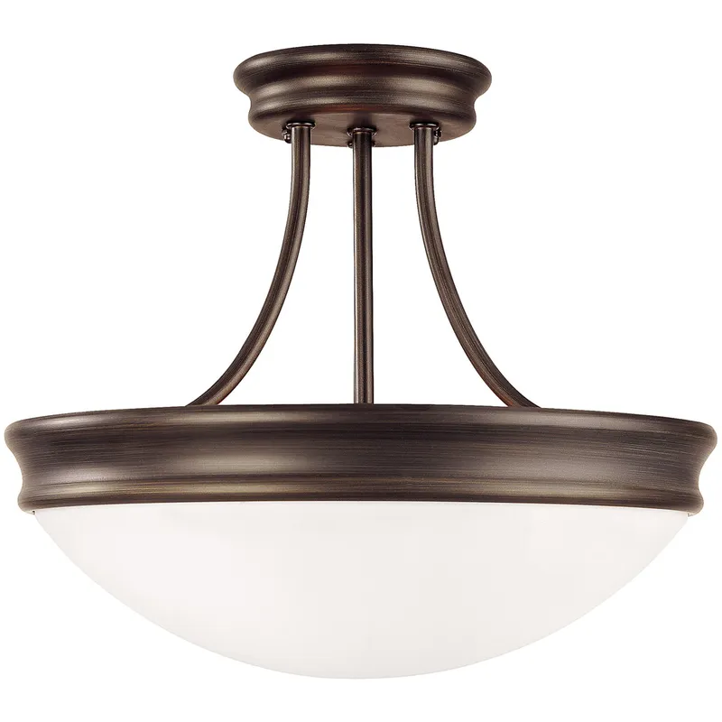 Hansen 3 Light 14 inch Oil Rubbed Bronze Semi-Flush Mount Ceiling Light