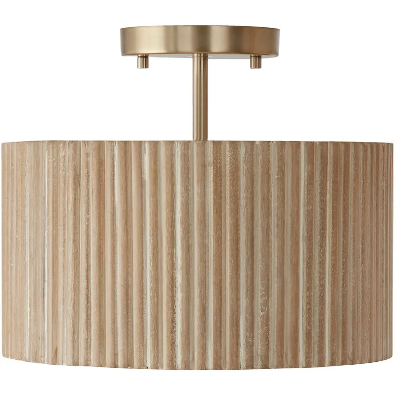 Donovan 1 Light 12.5 inch White Wash and Matte Brass Semi-Flush Ceiling Light, Convertible Dual Mount