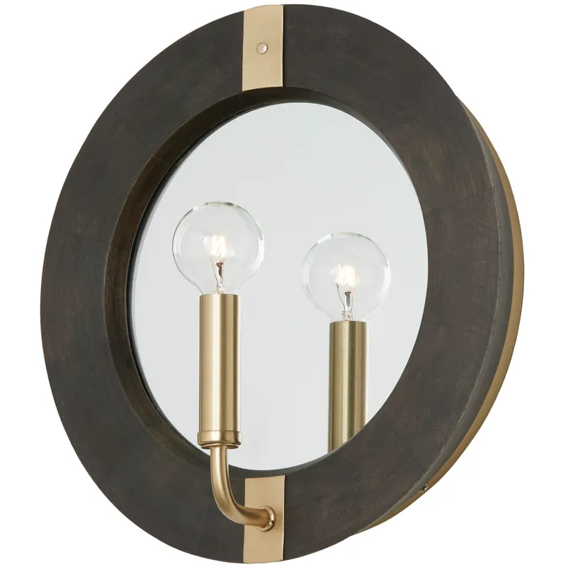 Finn 1 Light 12 inch Black Stain and Matte Brass Sconce Wall Light