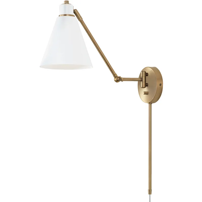 Bradley 1 Light 7 inch Aged Brass and White Sconce Wall Light